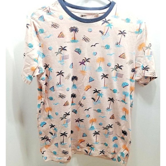 Mens Orange Hawaiian Palm Trees  Shirt Free Planet Size M Short Sleeve … - Picture 2 of 9